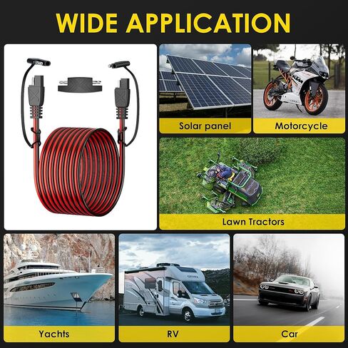 كابل تمديد SUNAPEX SAE إلى SAE: سلك نحاسي نقي 16 AMG 30 FT - موصلات سلكية سريعة الفصل مقاومة للماء مع أغطية غبار محول عكسي قطبية للسيارات، واللوحة الشمسية، وRV، وشاحن البطارية in Kuwait