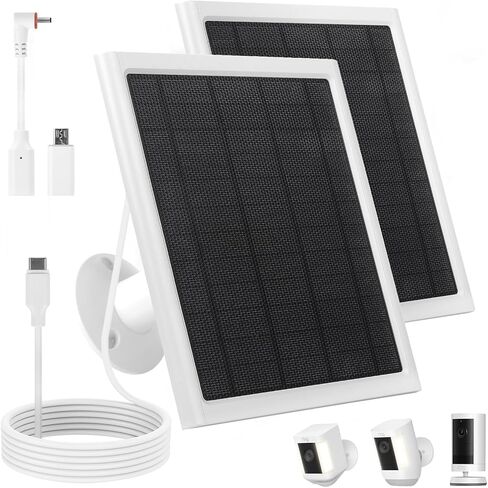 Ring Solar Panel,8W Ring Solar Charger Compatible with Stick Up Camera & Pro, Spotlight Plus & Pro, Stick Up, Spotlight Cam Battery,9.35ft Long Cable with USB-C for Outdoor Cameras(2Pack White) in Saudi Arabia