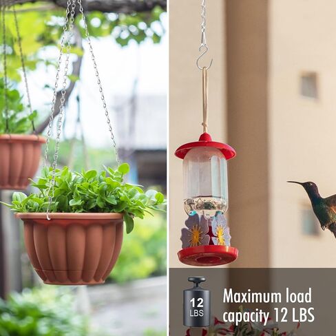 سلاسل تعليق RIFNY مع خطافات، 10 قطع سلسلة سوداء مقاس 45.72 سم لتعليق مغذيات الطيور وسلال المزارع ولوحات المفاتيح وفوانيس الرياح وزخارف زينة خارجية/داخلية (19 بوصة 10 قطع) in Kuwait