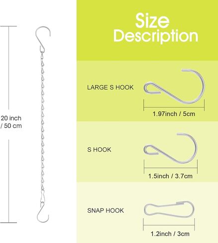 سلاسل تعليق RIFNY مع خطافات، 10 قطع سلسلة سوداء مقاس 45.72 سم لتعليق مغذيات الطيور وسلال المزارع ولوحات المفاتيح وفوانيس الرياح وزخارف زينة خارجية/داخلية (19 بوصة 10 قطع) in Kuwait