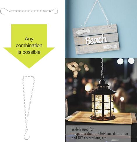 سلاسل تعليق RIFNY مع خطافات، 10 قطع سلسلة سوداء مقاس 45.72 سم لتعليق مغذيات الطيور وسلال المزارع ولوحات المفاتيح وفوانيس الرياح وزخارف زينة خارجية/داخلية (19 بوصة 10 قطع) in Kuwait