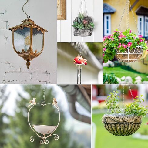 سلاسل تعليق RIFNY مع خطافات، 10 قطع سلسلة سوداء مقاس 45.72 سم لتعليق مغذيات الطيور وسلال المزارع ولوحات المفاتيح وفوانيس الرياح وزخارف زينة خارجية/داخلية (19 بوصة 10 قطع) in Kuwait