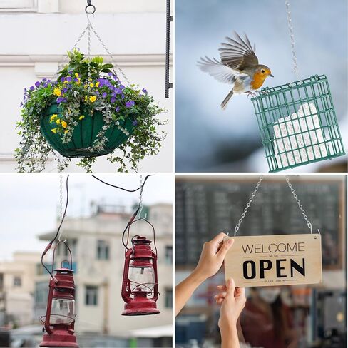 سلاسل تعليق RIFNY مع خطافات، 10 قطع سلسلة سوداء مقاس 45.72 سم لتعليق مغذيات الطيور وسلال المزارع ولوحات المفاتيح وفوانيس الرياح وزخارف زينة خارجية/داخلية (19 بوصة 10 قطع) in Kuwait