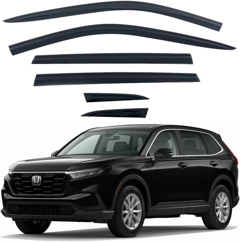 مجموعة أقنعة النافذة الواقية من المطر بشريط من AUTOCLOVER مكونة من 6 قطع لسيارة Honda CR-V 2023 2024 2025 / منحرف النافذة، ظلال فتحة التهوية خارج القناة (مدخنة) in Saudi Arabia