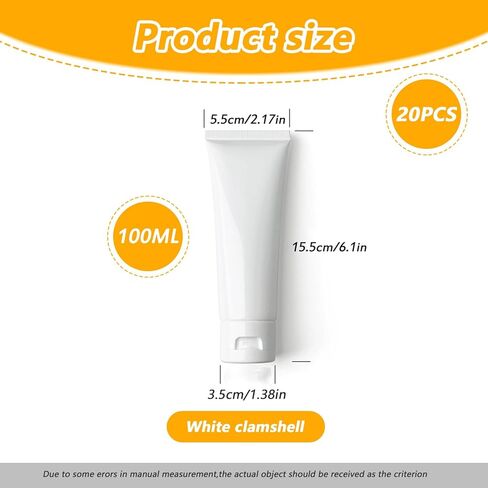 20PCS 80ml/2.7oz Plastic White Empty Refill Cosmetic Packing Bottle Jars with Flip Cover Makeup Water Cleanser Shower Gel Emulsion Lotion Liquid Sample Storage Container in Saudi Arabia