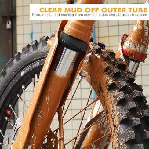 NICECNC Black Front Fork Mud Scraper Kit TPU Compatible with Sherco 250/300 2012 2013 2014 2015 Compatible with Husaberg TE125-570 2003-2014 See Fitment in Saudi Arabia