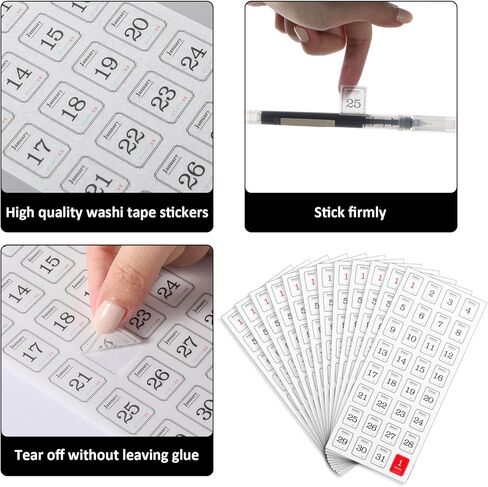 12 Monthly Calendar Number Stickers 365 Daily Planner Number Sticker Date Planner Stickers for Scrapbooking Customizing Undated Planners Notebooks in Kuwait