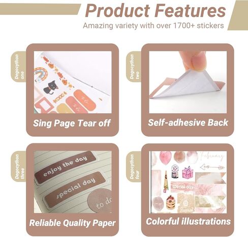 ملصقات مخطط جمالية، 12 ملصق تقويم شهريًا لتزيين التقويم، والتخطيط، وسجل القصاصات، واليوميات، وإكسسوارات مخططة صغيرة عتيقة لهدايا الأطفال والكبار (24 ورقة 1800+) in Kuwait