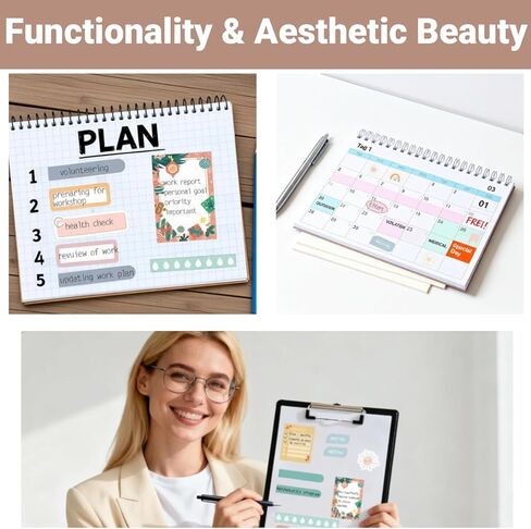 ملصقات مخطط جمالية، 12 ملصق تقويم شهريًا لتزيين التقويم، والتخطيط، وسجل القصاصات، واليوميات، وإكسسوارات مخططة صغيرة عتيقة لهدايا الأطفال والكبار (24 ورقة 1800+) in Kuwait