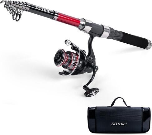 Goture Fishing Rod and Reel Combos-Telescopic Fishing Pole Spinning Reel Fishing Set,Telescopic Fishing Rod Fishing Kit for Travel Saltwater Freshwater Fishermen Fishing Gear Gift in Kuwait