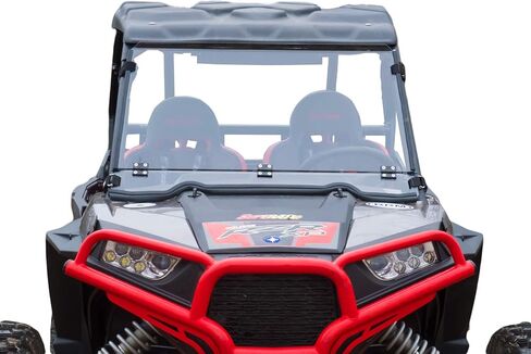 SuperATV Scratch Resistant Flip Down Windshield for 2014-2018 Polaris RZR XP 1000 / XP 4 1000 | Switch Between a Full and a Half Windshield | 1/4" Polycarbonate | Control Your Airflow | USA Made in Saudi Arabia