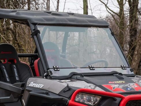 SuperATV Scratch Resistant Flip Down Windshield for 2014-2018 Polaris RZR XP 1000 / XP 4 1000 | Switch Between a Full and a Half Windshield | 1/4" Polycarbonate | Control Your Airflow | USA Made in Saudi Arabia