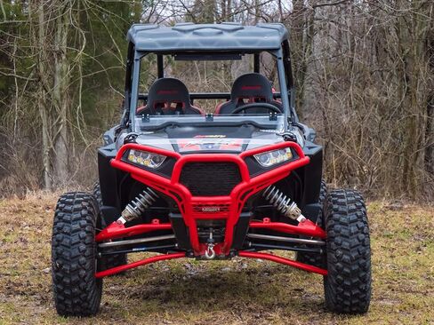 SuperATV Scratch Resistant Flip Down Windshield for 2014-2018 Polaris RZR XP 1000 / XP 4 1000 | Switch Between a Full and a Half Windshield | 1/4" Polycarbonate | Control Your Airflow | USA Made in Saudi Arabia