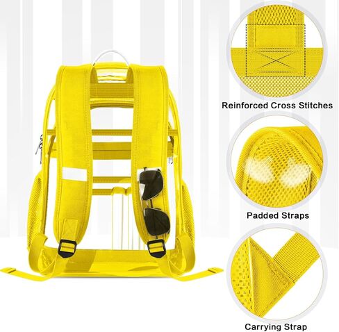 حقيبة ظهر شفافة، حقيبة ظهر شفافة كبيرة شديدة التحمل مع أشرطة معززة، حقيبة كتب شفافة للكلية والسفر وأمن العمل - أسود in Kuwait