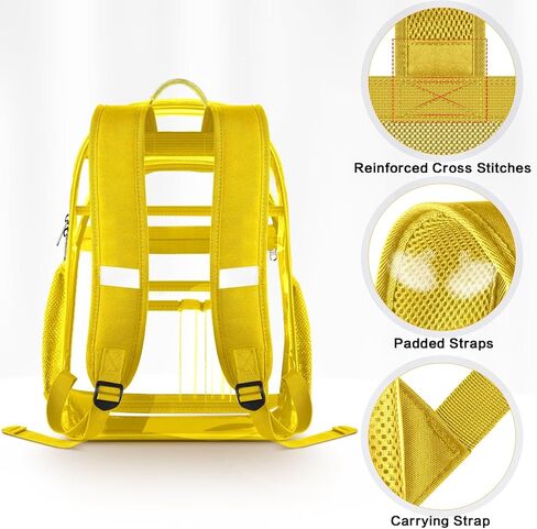 حقيبة ظهر شفافة، حقيبة ظهر شفافة كبيرة شديدة التحمل مع أشرطة معززة، حقيبة كتب شفافة للكلية والسفر وأمن العمل - أسود in Kuwait