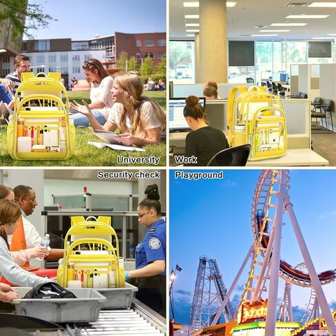 حقيبة ظهر شفافة، حقيبة ظهر شفافة كبيرة شديدة التحمل مع أشرطة معززة، حقيبة كتب شفافة للكلية والسفر وأمن العمل - أسود in Kuwait