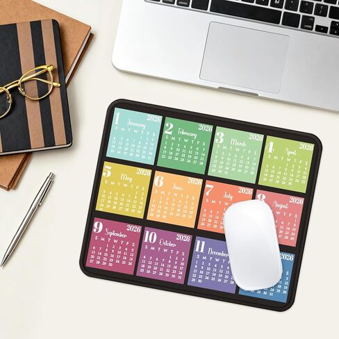 2026 Calendar Mouse Pad, 7.9x9.5 in Aesthetic Design Collection, Non-Slip Decorative Mousepad for Daily Planning & Workspace Decor, Black and Colorful in Kuwait