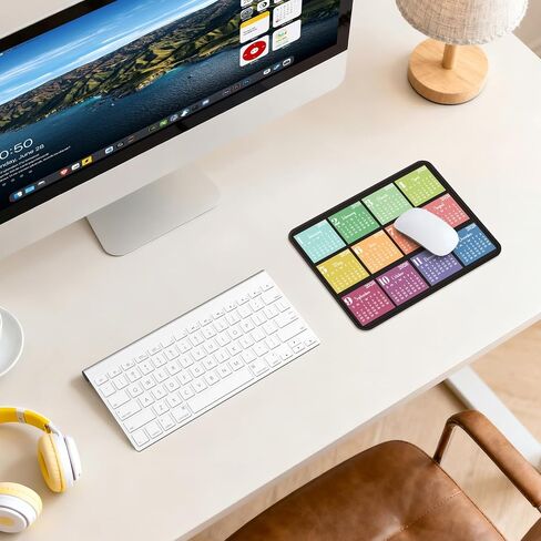 2026 Calendar Mouse Pad, 7.9x9.5 in Aesthetic Design Collection, Non-Slip Decorative Mousepad for Daily Planning & Workspace Decor, Black and Colorful in Kuwait