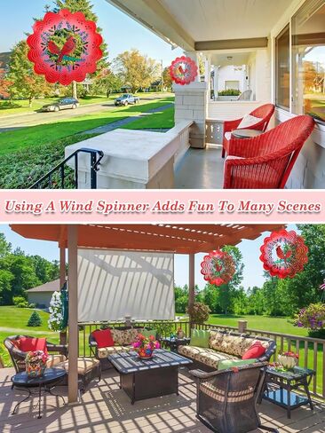 Cardinal Wind Spinners Outdoor Garden Decor for Outside - 12 Inch 3D Stainless Steel Metal Wind Spinners - Cardinal Gardening Gifts for Women, Yard Decorations Outdoor Hanging Decor in Saudi Arabia