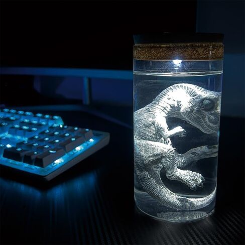 Dinosaur Specimen Jar Night Light, Realistic Raptor Figurine in Glass Bottle, LED Decor for Home/Desk (Velociraptor) in Saudi Arabia