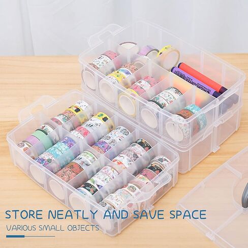 4-Tier Stackable Storage Container Box with 40 Adjustable Compartments, Plastic Organizer Box Transparent Storage Case for Kids Toys, Art Crafts, Jewelry, Supplies, Fuse Beads, Washi Tapes in Kuwait