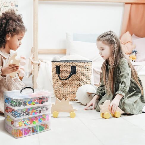 4-Tier Stackable Storage Container Box with 40 Adjustable Compartments, Plastic Organizer Box Transparent Storage Case for Kids Toys, Art Crafts, Jewelry, Supplies, Fuse Beads, Washi Tapes in Kuwait