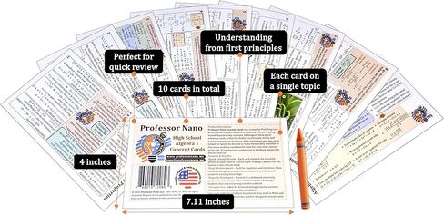 بطاقات المفاهيم للأستاذ نانو جبر المدرسة الثانوية 1 || 4x7.11 بوصة، مجموعة من 10 || ورقة الغش، دراسة سريعة in Kuwait