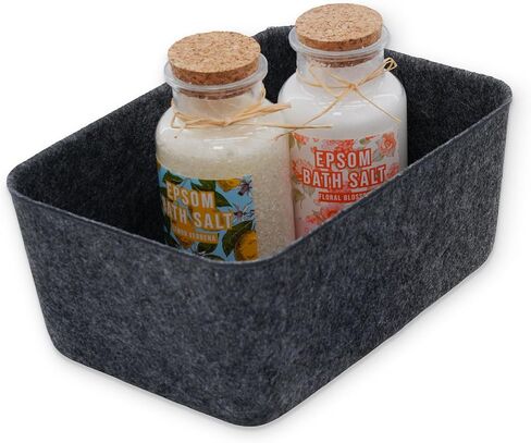 صندوق تخزين اللباد من ويلاكسي، علبة تنظيم ذات أدراج واسعة وعميقة للمكياج والمجوهرات والقرطاسية والخزانة والحمام، صندوق تخزين بسيط (صندوق فحمي، مقاس M) in Kuwait