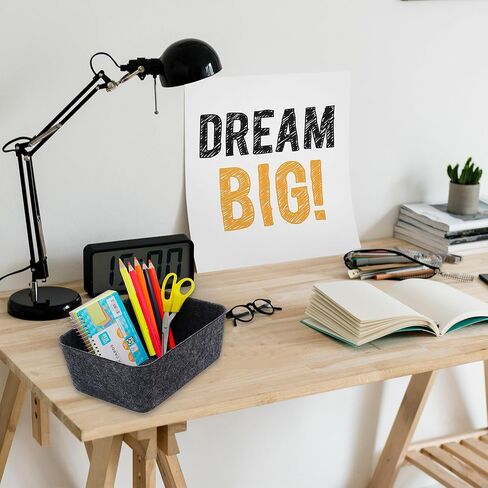 صندوق تخزين اللباد من ويلاكسي، علبة تنظيم ذات أدراج واسعة وعميقة للمكياج والمجوهرات والقرطاسية والخزانة والحمام، صندوق تخزين بسيط (صندوق فحمي، مقاس M) in Kuwait