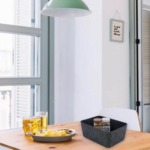 صندوق تخزين اللباد من ويلاكسي، علبة تنظيم ذات أدراج واسعة وعميقة للمكياج والمجوهرات والقرطاسية والخزانة والحمام، صندوق تخزين بسيط (صندوق فحمي، مقاس M) in Kuwait