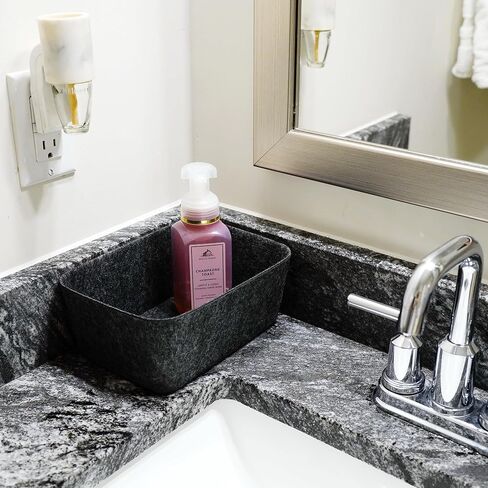 صندوق تخزين اللباد من ويلاكسي، علبة تنظيم ذات أدراج واسعة وعميقة للمكياج والمجوهرات والقرطاسية والخزانة والحمام، صندوق تخزين بسيط (صندوق فحمي، مقاس M) in Kuwait