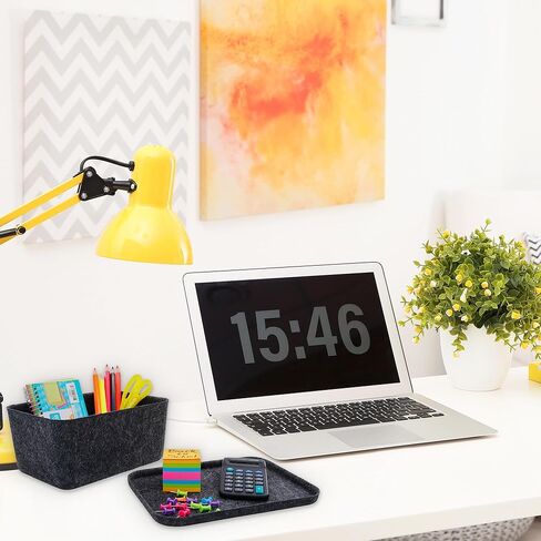 صندوق تخزين اللباد من ويلاكسي، علبة تنظيم ذات أدراج واسعة وعميقة للمكياج والمجوهرات والقرطاسية والخزانة والحمام، صندوق تخزين بسيط (صندوق فحمي، مقاس M) in Kuwait