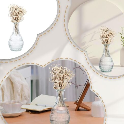 54PCS Wooden Wildflower Decor Set Wood Colorable Flowers Floral Cutouts Signs Laser Cut Stems Crafts Bouquet Boho Wall Decals for Home Birthday Holiday Art DIY Nursery Bedroom Decoration in Saudi Arabia