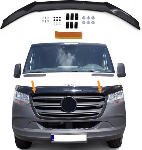 غطاء محرك السيارة منحرف درع الحشرات يناسب مرسيدس سبرينتر W907 2019-2025 | واقي غطاء الحماية الأمامي Bugflector | إكسسوارات خارجية للسيارات باللون الأسود in Kuwait