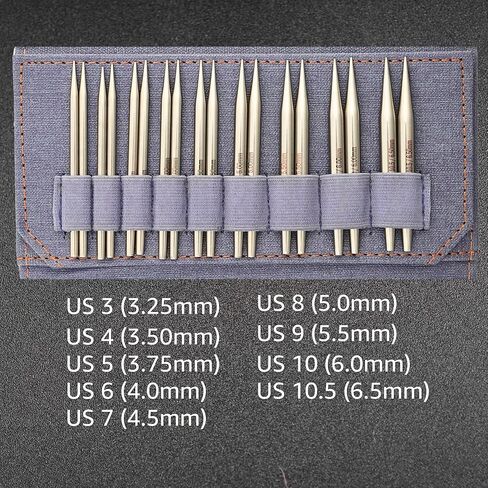 Lykke Flight 3.5 in. Standard Set US Sizes 3, 4, 5, 6, 7, 8, 9, 10, 10.5 Interchangeable Circ. Knitting Needles for Sport, DK, Worsted Yarn, Stainless Steel, 4 Swivel Cords, Purple Case, Project Bag in Saudi Arabia