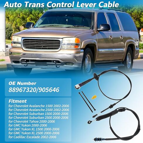No.88967320/905-646 كابل ناقل الحركة الأوتوماتيكي لسيارة Chevy Avalanche Suburban 1500 2500 Tahoe A/T Range Selector Lever Shift Control Cable for GMC Yukon XL 2002-2006 in Saudi Arabia