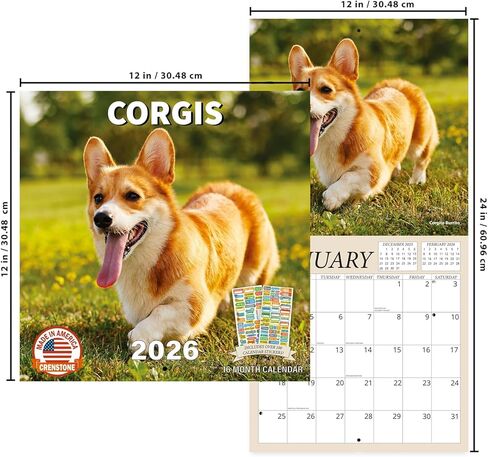 تقويم Golden Retriever 2026 - حزمة تقويم حائط Golden Retriever الفاخرة لعام 2026 مع أكثر من 100 ملصق تذكير بالتقويم (هدايا تحت عنوان الكلاب، مستلزمات مكتبية) | صنع في الولايات المتحدة الأمريكية in Saudi Arabia