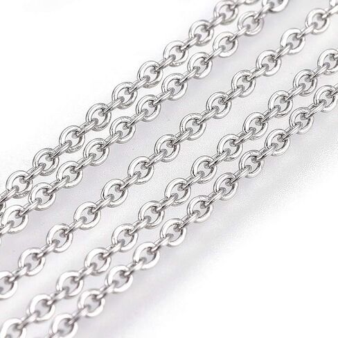 32.8 Feet(10m) 304 Stainless Steel Cable Chain, Flat Oval Extender Chain Stainless Steel Color Cable Chain Links DIY Craft Chain for Women Jewelry Making Necklace Bracelet, 10m in Saudi Arabia