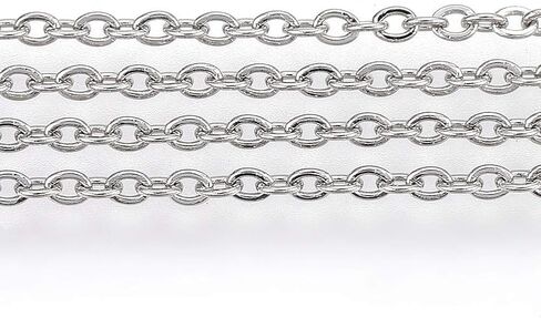 32.8 Feet(10m) 304 Stainless Steel Cable Chain, Flat Oval Extender Chain Stainless Steel Color Cable Chain Links DIY Craft Chain for Women Jewelry Making Necklace Bracelet, 10m in Saudi Arabia