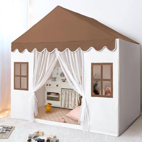 Kids Play Tent with Mat, Large Playhouse Play Tent Indoor for Girls Boys, Kids Tent Toys for Toddlers Children Play House for Birthday, Christmas Toy House Gift (Brown) in Saudi Arabia