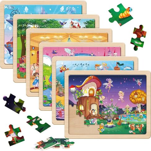 SYNARRY Wooden Vehicle Puzzles for Kids Ages 4-6, 6 Packs 60 PCs Jigsaw Puzzles Preschool Educational Toys Gifts for Children Ages 4-8, Kids Puzzles for 4+ Year Olds Boys Girls, Wood Puzzles Ages 3-10 in Saudi Arabia