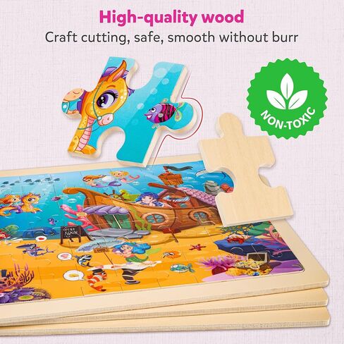 SYNARRY Wooden Vehicle Puzzles for Kids Ages 4-6, 6 Packs 60 PCs Jigsaw Puzzles Preschool Educational Toys Gifts for Children Ages 4-8, Kids Puzzles for 4+ Year Olds Boys Girls, Wood Puzzles Ages 3-10 in Saudi Arabia