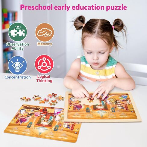 SYNARRY Wooden Vehicle Puzzles for Kids Ages 4-6, 6 Packs 60 PCs Jigsaw Puzzles Preschool Educational Toys Gifts for Children Ages 4-8, Kids Puzzles for 4+ Year Olds Boys Girls, Wood Puzzles Ages 3-10 in Saudi Arabia