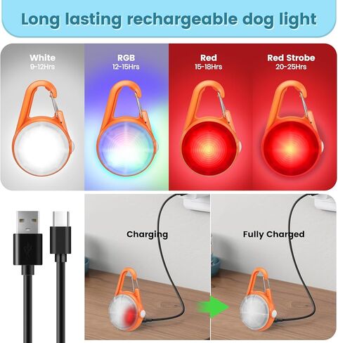 POEEY أضواء الكلب 2 حزمة LED قابلة للشحن طوق الكلب أضواء كليب على مع RGB اللون أضواء سلامة الحيوانات الأليفة تضيء مضاءة الكلب تسخير ضوء للتخييم المشي ليلا in Kuwait
