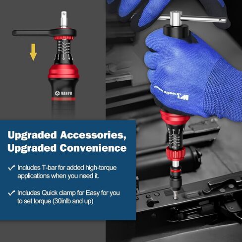 VANPO Digital Torque Screwdriver 2.66-53.1 in-lbs/0.3-6 Nm, Adjustable Screwdriver Torque Wrench Set with Buzzer/LED Indicator Notification for Bike Repairing, Tools, Maintenance and Mounting in Kuwait