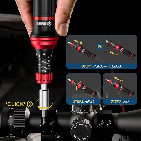 VANPO Digital Torque Screwdriver 2.66-53.1 in-lbs/0.3-6 Nm, Adjustable Screwdriver Torque Wrench Set with Buzzer/LED Indicator Notification for Bike Repairing, Tools, Maintenance and Mounting in Kuwait