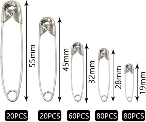 260 Pack Pins Assorted, 5 Different Sizes Small and Large Pins, Pins for Clothes Halloween Costume Pins Sewing, Nickel Plated Steel Pin Bulk, Arts and Crafts Supplies (Silver) in Saudi Arabia