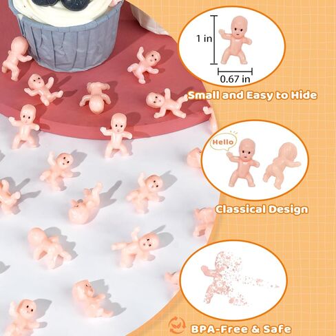 50PCS Mini Plastic Babies 1 Inch – Tiny Baby Shower Favors, King Cake Babies for Mardi Gras, Party Decorations, Ice Cube Game, Reusable Cute Mini Baby Figures in Saudi Arabia