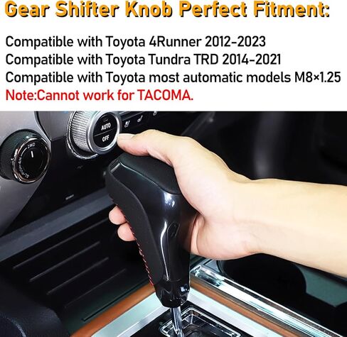 Automatic Gear Shift Konb Lever Compatible with Toyota 4Runner 2012-2023,Tundra TRD 2014-2021,Shifter Knob Handle Replacement for PTR57-34141,Piano Black Plastic Leather W/Red Stitching,1PC in Saudi Arabia