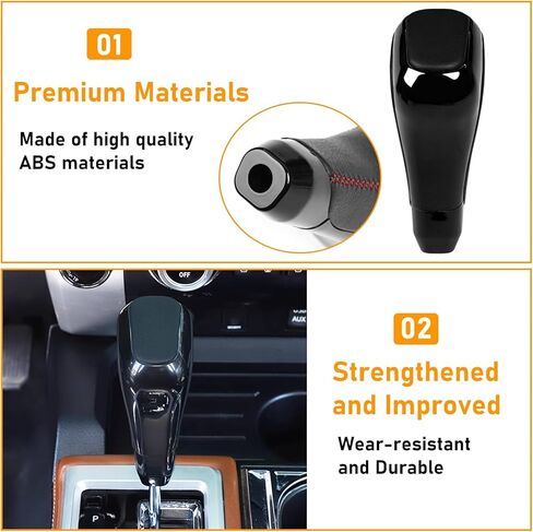 Automatic Gear Shift Konb Lever Compatible with Toyota 4Runner 2012-2023,Tundra TRD 2014-2021,Shifter Knob Handle Replacement for PTR57-34141,Piano Black Plastic Leather W/Red Stitching,1PC in Saudi Arabia